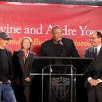 2013.05.15 – Jimmy Iovine, USC Dean Erica Muhl, Dr. Dre, USC President C.L. Max Nikias (University of Southern California)