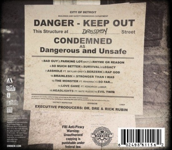 Eminem - MMLP2 (Marshall Mathers LP 2) Cover Back