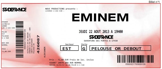 Tiket Stade de France Basenko - Eminem