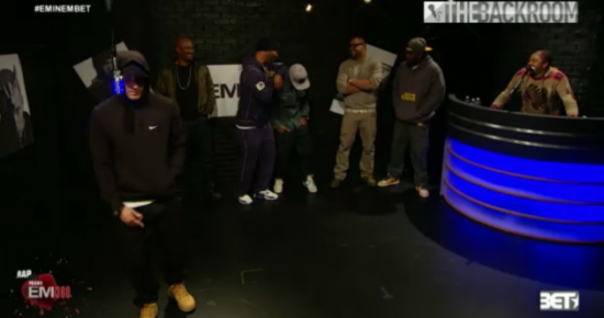 2013.11.06 - Eminem and Slaughterhouse - The Backroom Freestyle (Rap City BET 106 & Park)