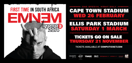 2013.11.19 - Eminem 2014 Rapture tour South Africa