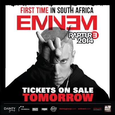 2013.11.19 - Eminem Rapture 2014 Tour hits South Africa for 2 shows ONLY