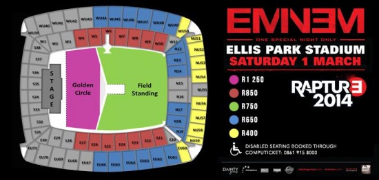 Схема стадиона Ellis Park Stadium в Йоханнесбурге - 2013.11.19 - Eminem Rapture 2014 show at Ellis Park