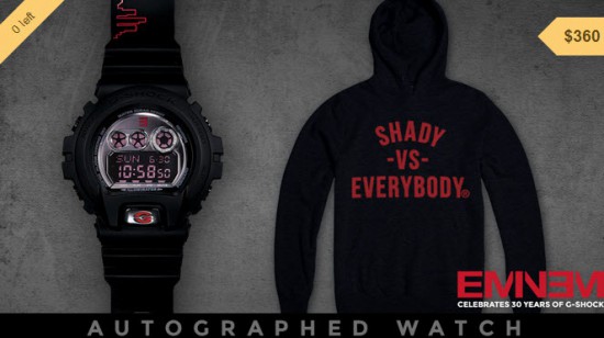 08-01-2014 3-26-41 Eminem Autographed, Limited Edition Shady Records G-Shock Watch + Hoodie