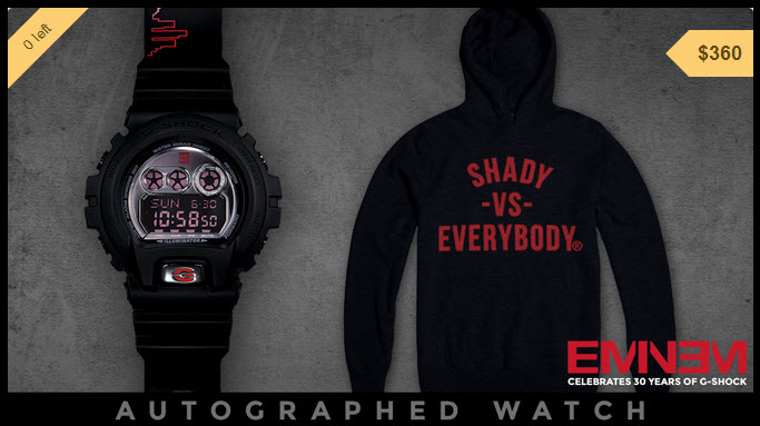 Autographed Eminem, Limited Edition Shady Records G-Shock Watch + Hoodie