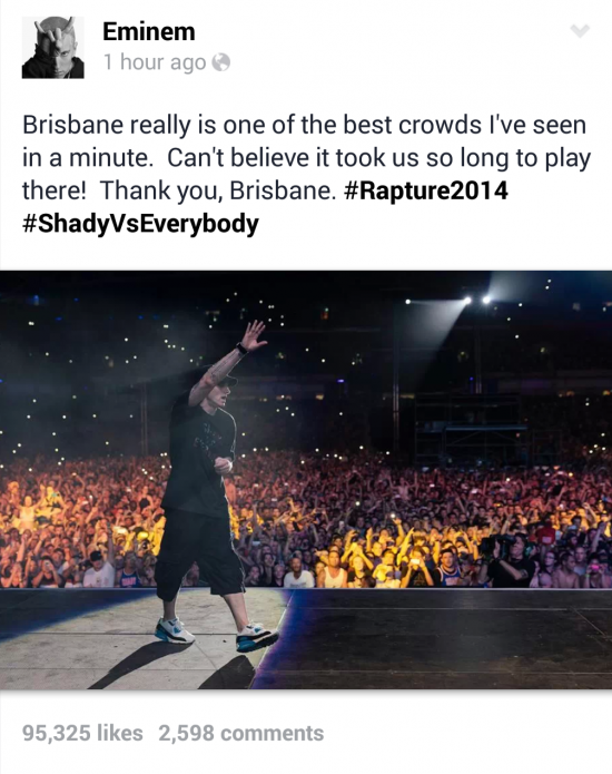 2014.02.20 - 68 Eminem Brisbane Australia, Rapture 2014 Suncorp Stadium