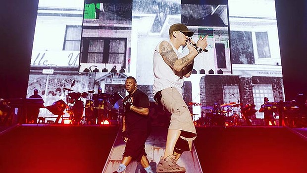 Eminem and Mr. Porter at February 22, ANZ Stadium, Olympic Park Photo Jeremy Deputat