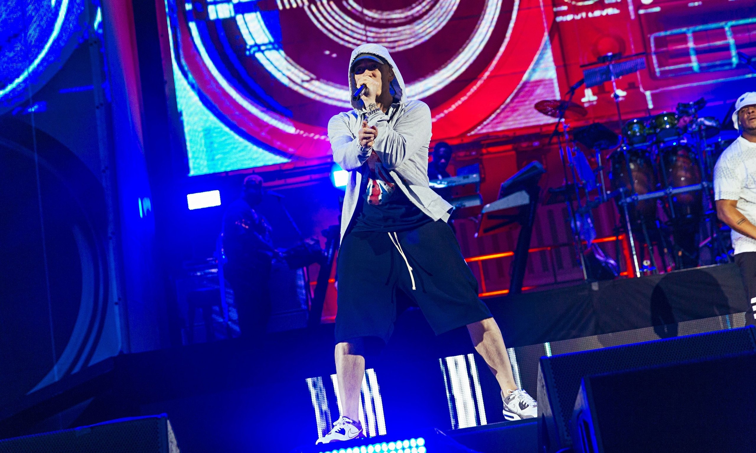 Eminem performing at Wembley Stadium 11 July 2014