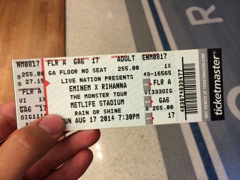 Eminem Rihanna The Monster Tour MetLife Stadium 17-08-2014 Билет на концерт