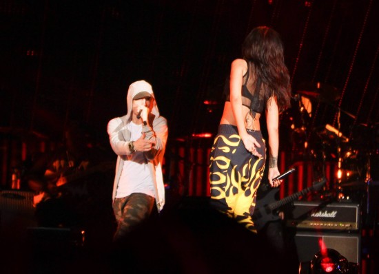 Eminem and Rihanna at The Monster Tour (Rose Bowl 7 aug 2014) 01