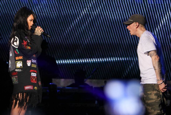 Eminem and Rihanna at The Monster Tour (Rose Bowl 7 aug 2014) 01