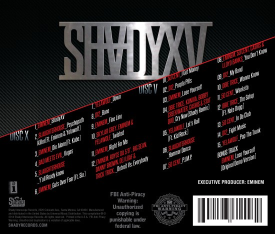 Лейбл Shady Records анонсировал официальный трек-лист альбома «SHADYXV»