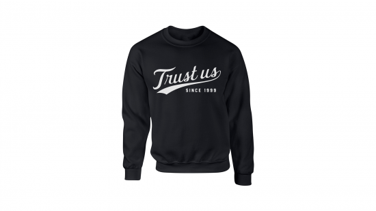 Trust Us Crewneck - White on Black