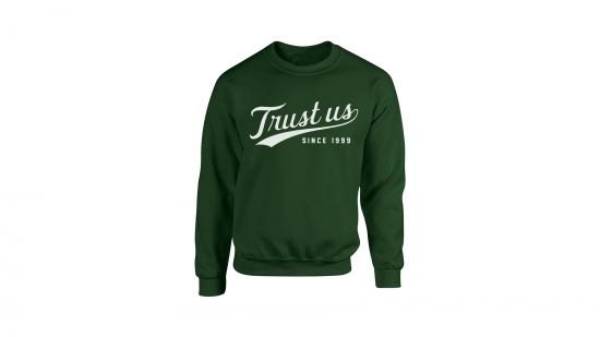 Trust Us Crewneck - White on Green