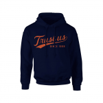 Trust Us Hoodie – Orange on Navy