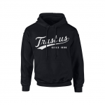 Trust Us Hoodie — White on Black
