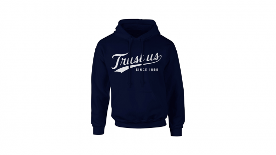 Trust Us Hoodie - White on Navy