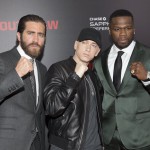 Jake Gyllenhaal, Eminem and Curtis 50 Cent Jackson attend the premiere of Southpaw in New York July 21, 2015