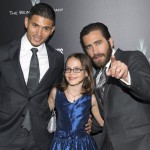 Miguel Gomez, Oona Laurence and Jake Gyllenhaal attend the premiere of Southpaw in New York July 21, 2015