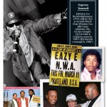 (1) Eazy-E в Великобритании, 1991г. (2) Dr. Dre в составе World Class Wreckin Cru. (3) Слева направо: Dre, Iovine и Knight. (4) Ice Cube в старших классах, 1987г. (5) Постер с концерта, 1988 г.