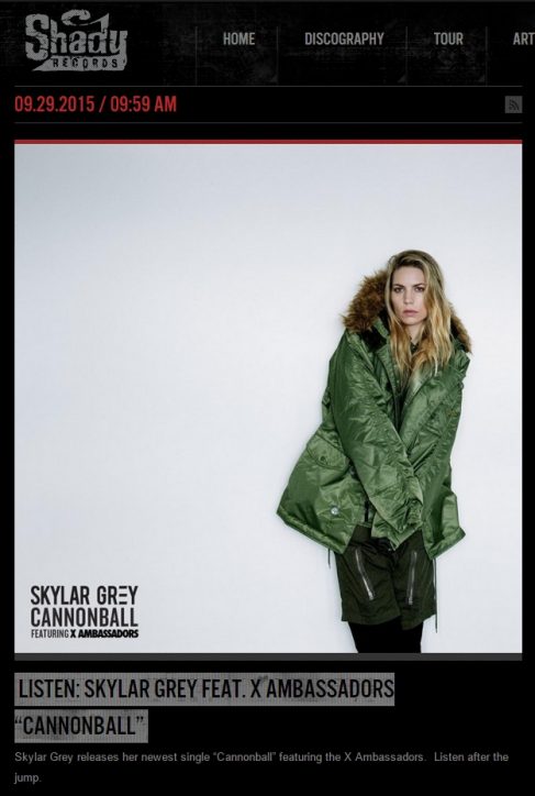 Shady Records поддерживает новый сингл Skylar Grey