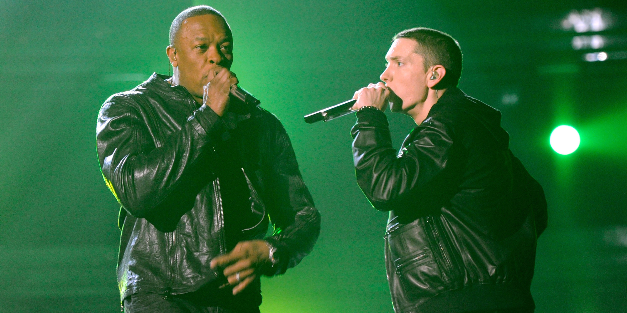 Dr Dre and Eminem perform onstage during The 53rd Annual GRAMMY Awards held at Staples Center on February 13, 2011 in Los Angeles, California.