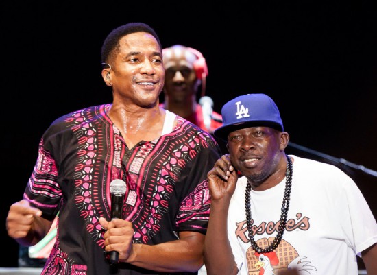 LOS ANGELES, CA - AUGUST 17:  Phife Dawg (R) and Q-Tip of A Tribe Called Quest perform at Univision Radio's H2O music festival at Los Angeles state historic park on August 17, 2013 in Los Angeles, California.  (Photo by Gabriel Olsen/Getty Images)