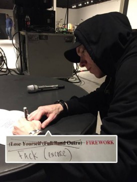 2016.03.06 - Eminem Working on my set list for Lollapalooza, South America