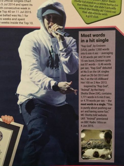Трек «Rap God» остается в книге рекордов Гиннесса за 2017 год