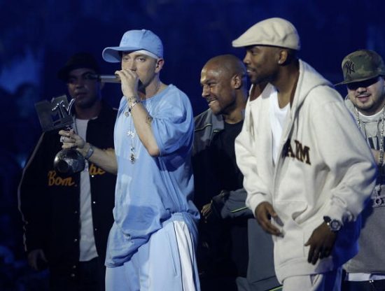 ROME - NOVEMBER 18:  Eminem and D12 accept the award for best Hip-Hop performs during the MTV Europe Music Awards 2004 at Tor di Valle November 18, 2004 in Rome, Italy.  (Photo by Getty Images/Getty Images)