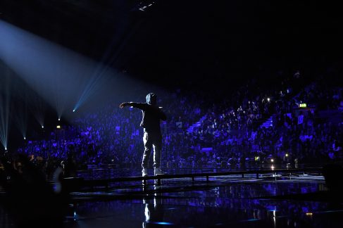 LONDON, ENGLAND - NOVEMBER 12: Eminem performs on stage during the MTV EMAs 2017 held at The SSE Arena, Wembley on November 12, 2017 in London, England. (Photo by Kevin Mazur/WireImage)
