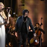 SATURDAY NIGHT LIVE -- Episode 1731 -- Pictured: Eminem performs a Medley with Skylar Grey in Studio 8H on Saturday, November 18, 2017 -- (Photo by: Will Heath/NBC/NBCU Photo Bank via Getty Images)