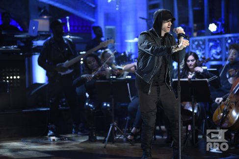 SATURDAY NIGHT LIVE -- Episode 1731 -- Pictured: Eminem performs a Medley in Studio 8H on Saturday, November 18, 2017 -- (Photo by: Will Heath/NBC/NBCU Photo Bank via Getty Images)