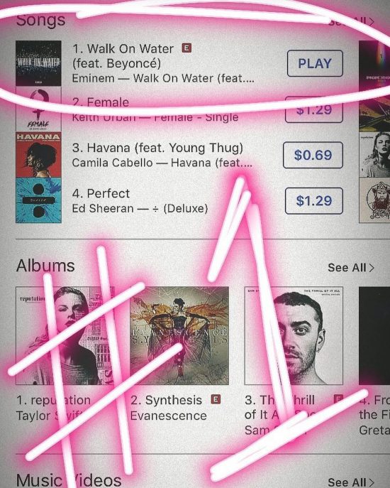 В главном сингловом чарте iTunes «Top Songs», новинка от Эминема и Beyonce уверенно заняла вершину