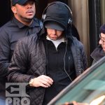 EXCLUSIVE: Eminem is notorious for his low-key lifestyle, so seeing him in public in NYC on Thursday was extremely rare. The rapper went incognito in a jacket, hoodie and baseball cap as he left a hotel in Manhattan surrounded by security guards. His face could be seen under his cap, and he appeared to be extremely tired, as he headed to an early morning rehearsal for Saturday Night Live.