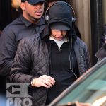 EXCLUSIVE: Eminem is notorious for his low-key lifestyle, so seeing him in public in NYC on Thursday was extremely rare. The rapper went incognito in a jacket, hoodie and baseball cap as he left a hotel in Manhattan surrounded by security guards. His face could be seen under his cap, and he appeared to be extremely tired, as he headed to an early morning rehearsal for Saturday Night Live.