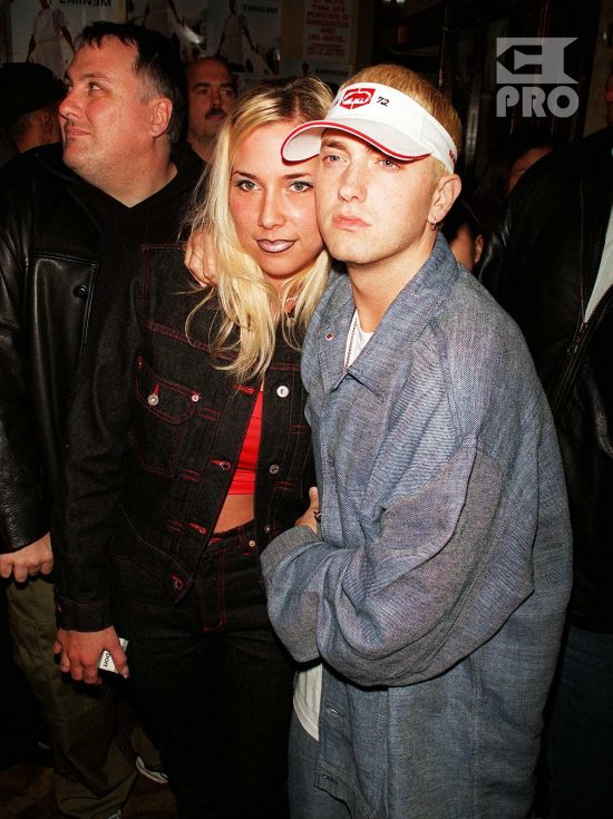 Rapper Eminem (R) and wife Kim (L) at his record release party.  (Photo by Marion Curtis/DMI/The LIFE Picture Collection/Getty Images) Eminem.Pro