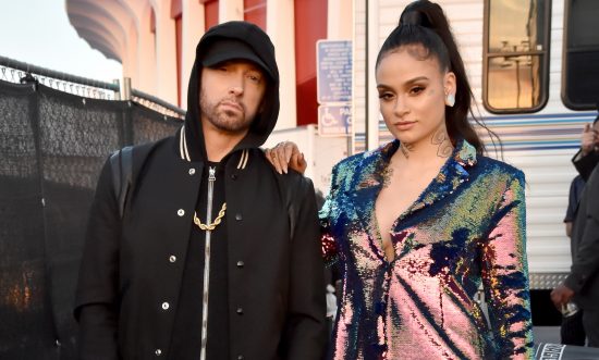 INGLEWOOD, CA - MARCH 11:  Eminem (L) and Kehlani during the 2018 iHeartRadio Music Awards which broadcasted live on TBS, TNT, and truTV at The Forum on March 11, 2018 in Inglewood, California.  (Photo by Kevin Mazur/Getty Images for iHeartMedia)