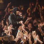 INGLEWOOD, CA - MARCH 11: Eminem performs onstage during the 2018 iHeartRadio Music Awards which broadcasted live on TBS, TNT, and truTV at The Forum on March 11, 2018 in Inglewood, California. (Photo by Rich Polk/Getty Images for iHeartMedia)