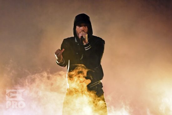 INGLEWOOD, CA - MARCH 11: Eminem performs onstage during the 2018 iHeartRadio Music Awards which broadcasted live on TBS, TNT, and truTV at The Forum on March 11, 2018 in Inglewood, California. (Photo by Kevin Winter/Getty Images for iHeartMedia)