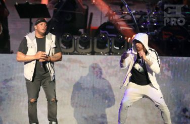 INDIO, CA - APRIL 15: Mr. Porter (L) and Eminem perform onstage during the 2018 Coachella Valley Music and Arts Festival Weekend 1 at the Empire Polo Field on April 15, 2018 in Indio, California. (Photo by Christopher Polk/Getty Images for Coachella)