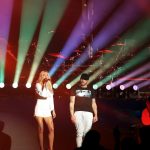 INDIO, CA - APRIL 15: Skylar Grey (L) and Eminem perform onstage during the 2018 Coachella Valley Music and Arts Festival Weekend 1 at the Empire Polo Field on April 15, 2018 in Indio, California. (Photo by Christopher Polk/Getty Images for Coachella)