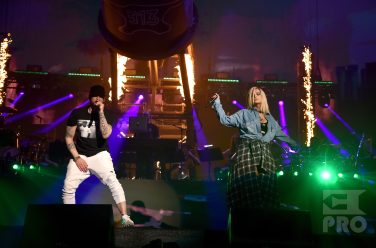 INDIO, CA - APRIL 15: Eminem and Bebe Rexha performs onstage during the 2018 Coachella Valley Music and Arts Festival Weekend 1 at the Empire Polo Field on April 15, 2018 in Indio, California. (Photo by Kevin Mazur/Getty Images for Coachella)
