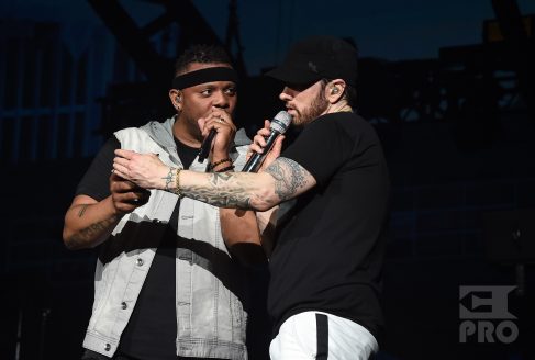 INDIO, CA - APRIL 15: Eminem performs onstage during the 2018 Coachella Valley Music and Arts Festival Weekend 1 at the Empire Polo Field on April 15, 2018 in Indio, California. (Photo by Kevin Winter/Getty Images for Coachella)