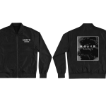 This is a pre-order and is expected to ship in 4-5 weeks.  Exclusive and limited Kamikaze merchandise.  Unisex lightweight bomber in black. White text printed on front left chest and gray scale image printed on back.