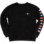 EM-SMMR18.USA-EUR FLAGS CREWNECK Толстовка с логотипом тура и цветными флагами всех стран, в которых Эминем побывал в 2018-ом году с концертами