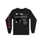 This is a pre-order and is expected to ship in 4-5 weeks.  Exclusive and limited Kamikaze merchandise. Live photo shot by Jeremy Deputat.  100% cotton long sleeve t-shirt in black. Gray scale image printed on front with red text printed on right arm.