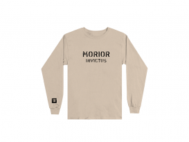 This is a pre-order and is expected to ship in 4-5 weeks. ﻿ Exclusive and limited Kamikaze merchandise. Morior Invictus (Latin for "Death Before Defeat") printed in black on front chest center with E logo printed on right wrist of a sandstone long sleeve shirt.