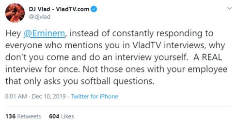 VladTV предлагает Эминему дать им "настоящее" интервью