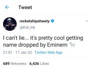 В совместном с Juice WRLD треке «Godzilla» Eminem упоминает рэпера Кида Инка